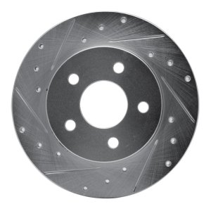 Chevrolet Malibu Brake Rotor (1) - Rear Left - R1 Concepts - Drilled & Slotted - Silver - `04-`12